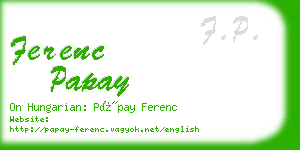 ferenc papay business card